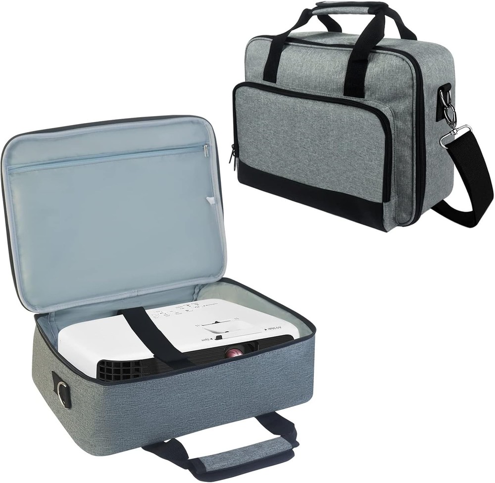 Projector Carrying Case with Accessories Storage Pockets and Adjustable Shoulder