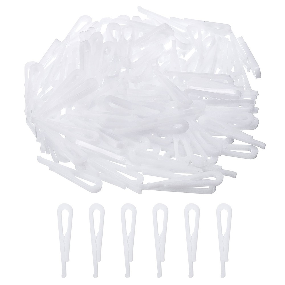 500pcs Durable Plastic Alligator Clip, 1.5" White U Shape with Teeth