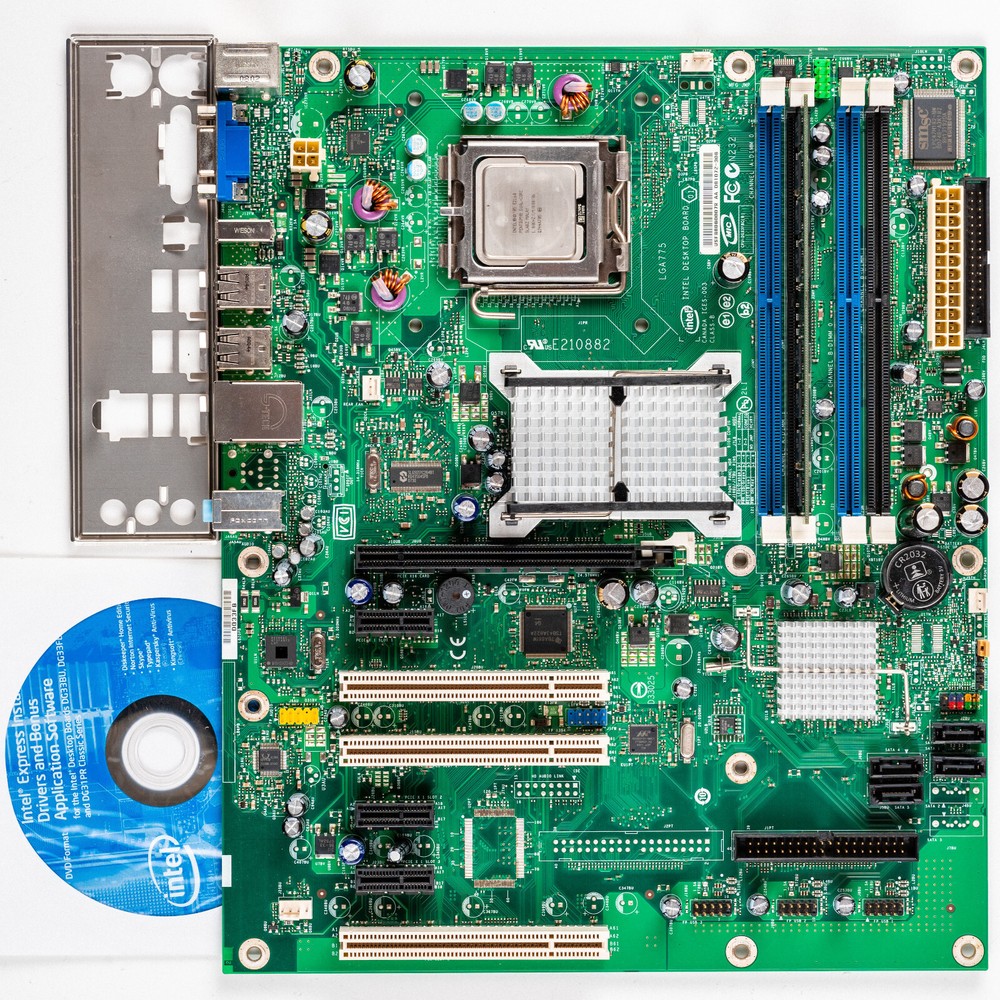 Retro Windows XP Gaming Motherboard ATX Intel Core 2 DDR2 w/Driver Disk CD