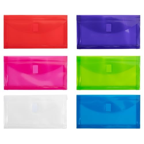 Plastic Expansion Envelopes with Hook & Loop Closure #10 - Pack of 6 Assorted