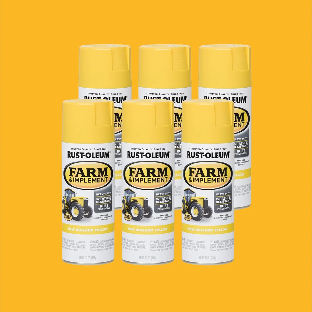 6 Pack Farm Implement Equipment Gloss Spray Paint Yellow