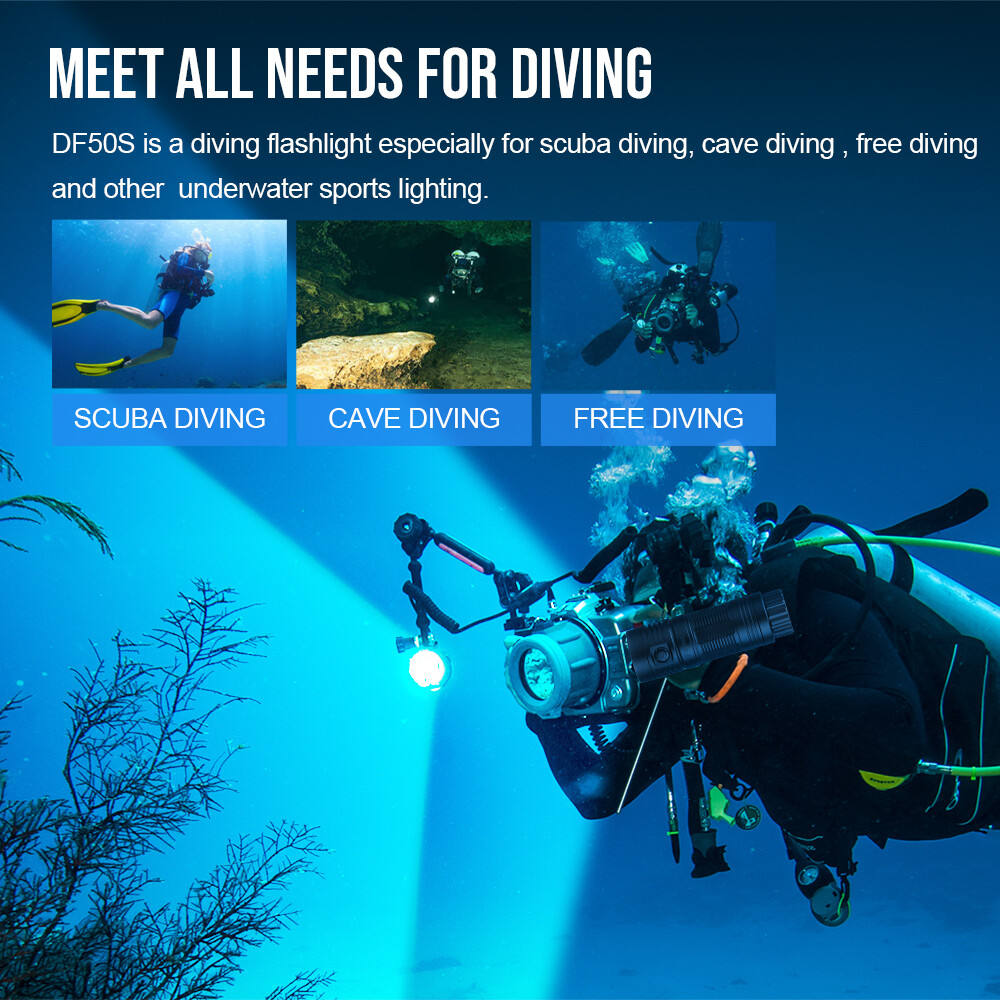 TrustFire Rechargeable Type-C Diving LED Light Scuba 6500LM Diving Flashlight