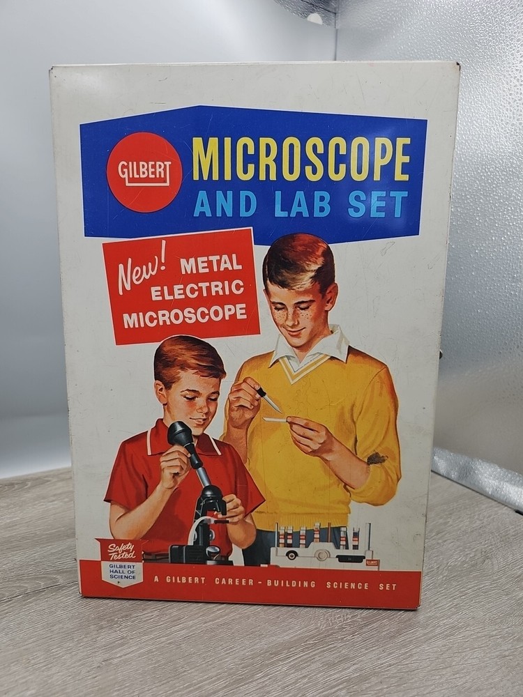 GILBERT Microscope & Lab Set in metal case incomplete