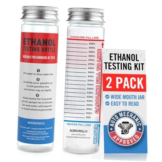 [2-Pack] Reusable Ethanol Testing Kit - Wide Mouth Fuel Test Bottle for E85