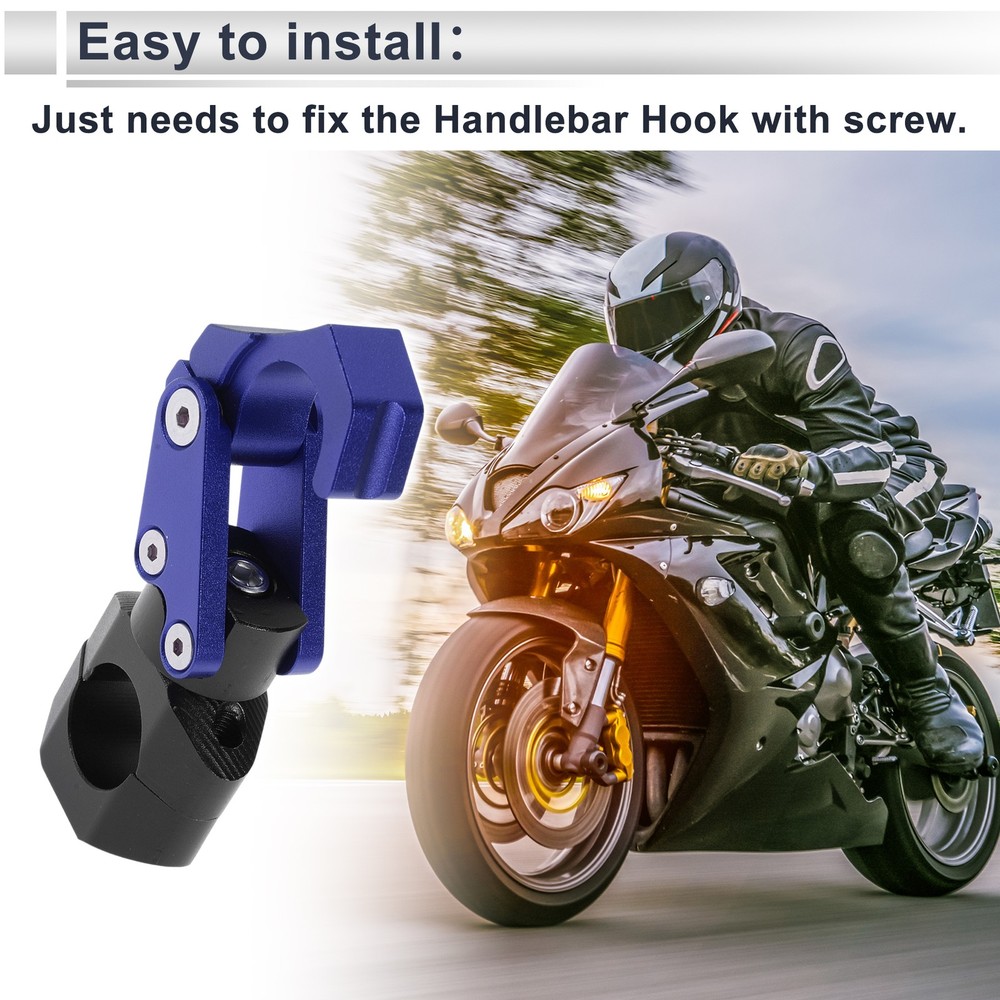 Aluminum Alloy Motorcycle Rectangular Hook With Hex Wrench 1 Set Blue