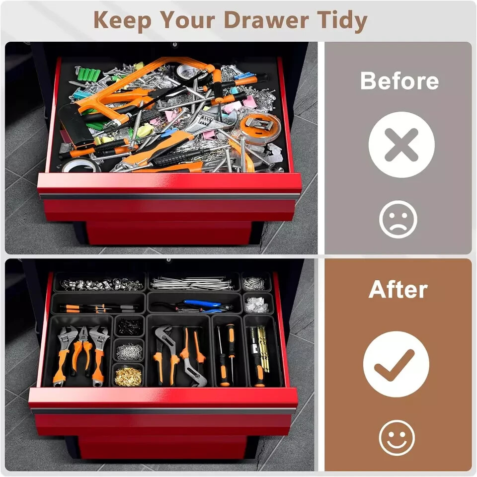 【𝟰𝟲𝗣𝗖𝗦】【5 Size】Tool Box Organizer Tray Divider Set, 【Black】 Desk Drawer ...