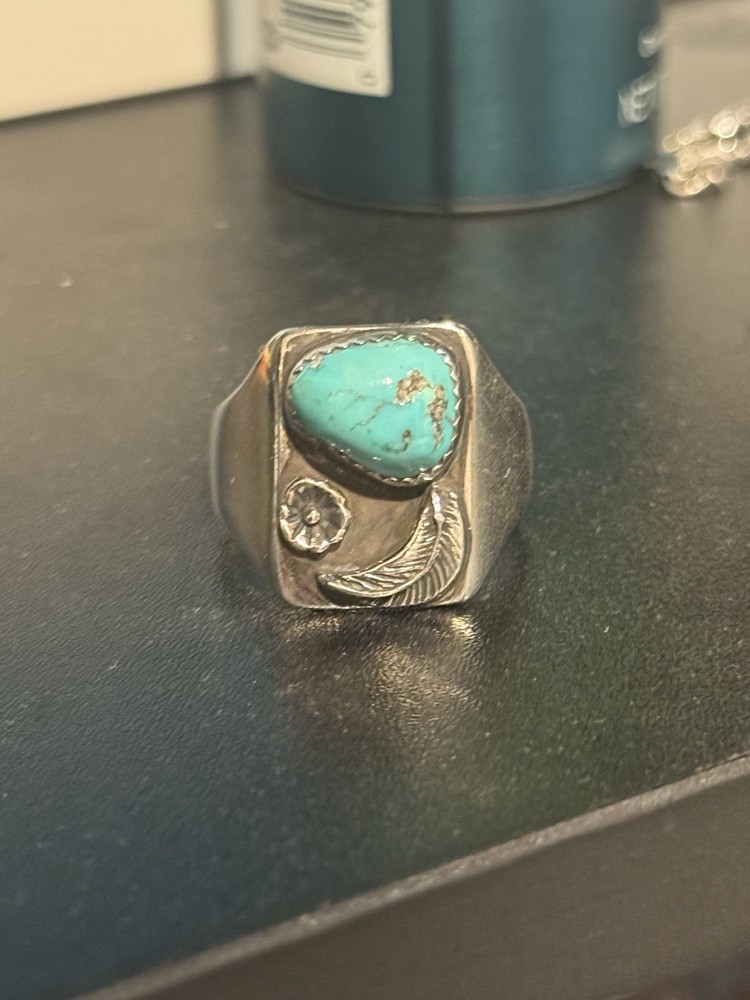 Eagle Sterling Silver Ring with Tourquoise Native American Design