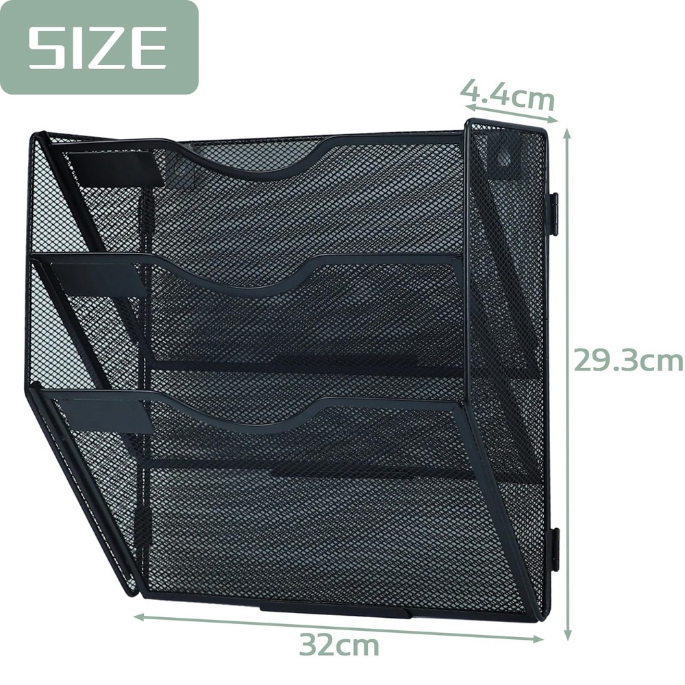 IOUGDSEC 3 Tier Mesh Hanging File Organizer Vertical Wall 3