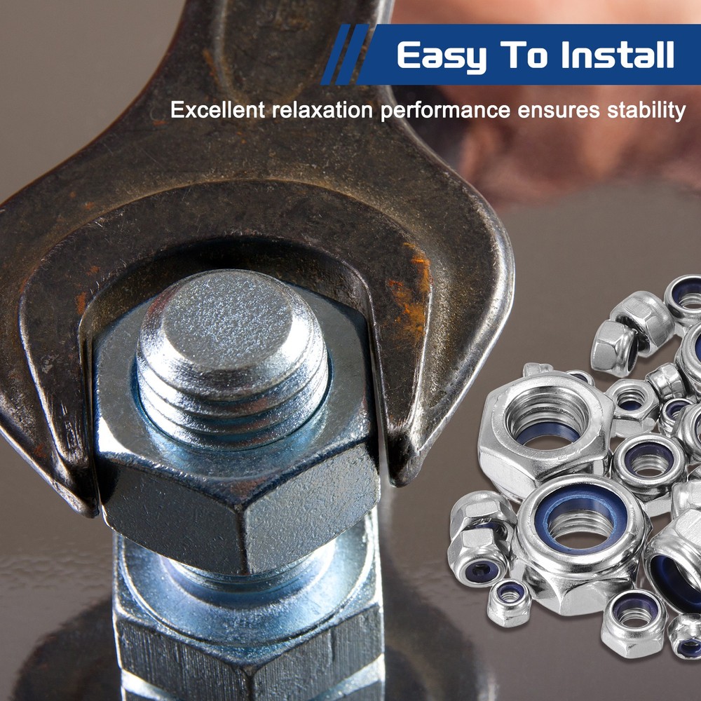30Pcs Nylon Lock Hex Nuts - [M6-1], 304 Stainless Nuts, Silver