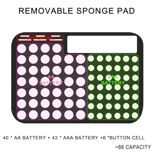 Battery Storage Case for AA AAA Button Cells, Battery Organizer Case, for BLACK