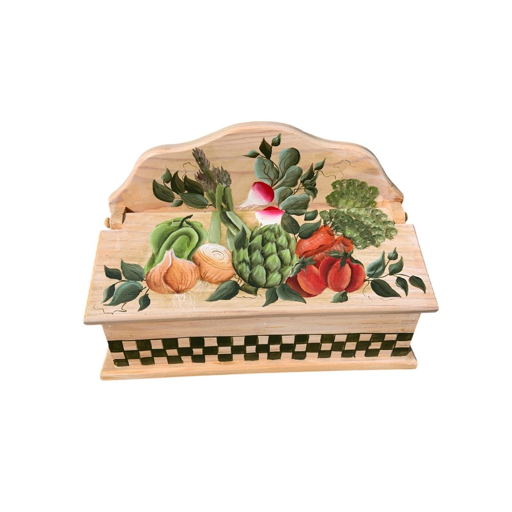 Vintage Hand Painted Vegitables 2 Section Box Signed Jeneane Pike 2000
