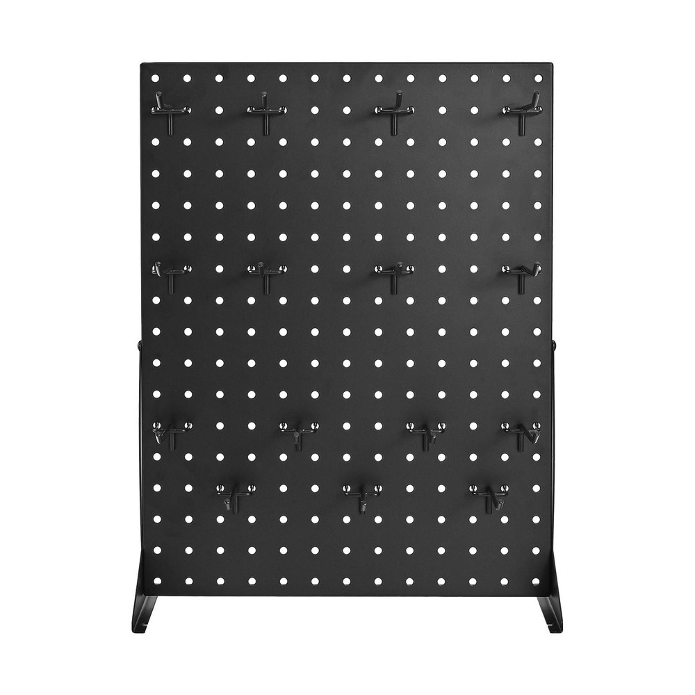 Tabletop Pegboard Stand: Cold-Rolled Steel, 15 Hooks, Black