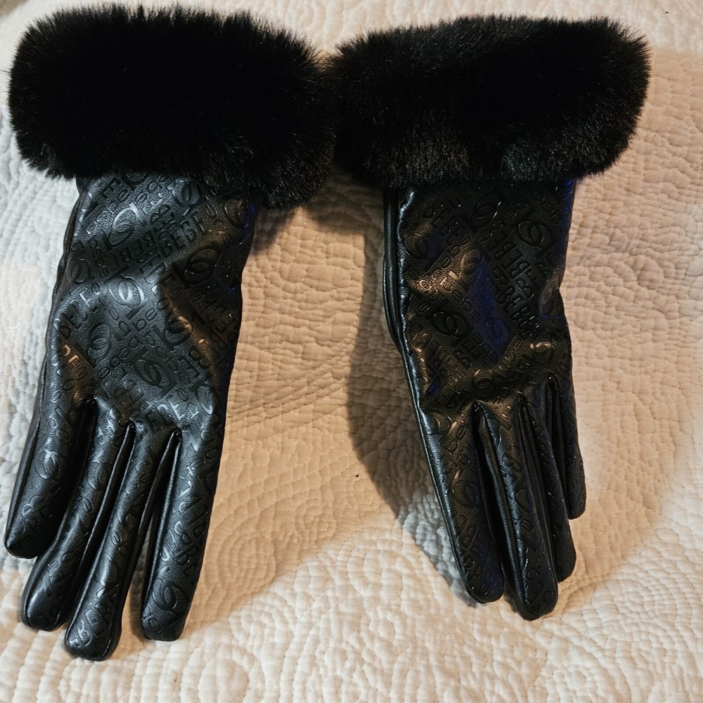 Black Gloves With Black Fur BEBE