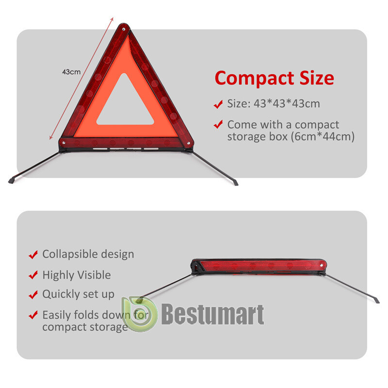 17-inch 3 Pack Warning Triangle DOT Approved Reflective Warning Road Safety