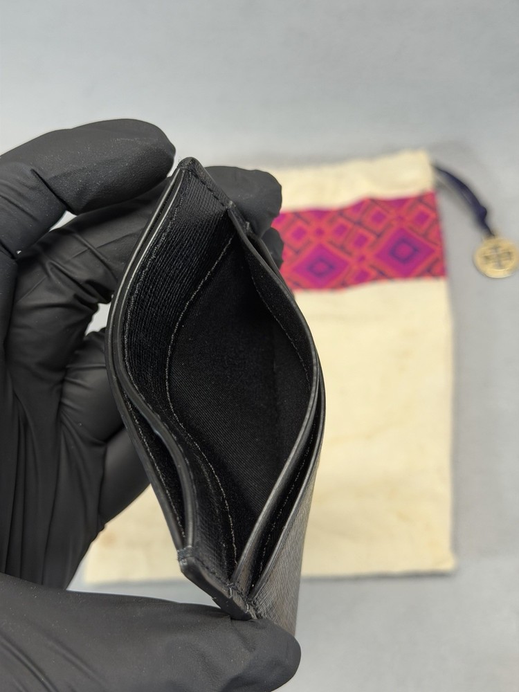 Tory Burch Robinson Leather Card Case Black