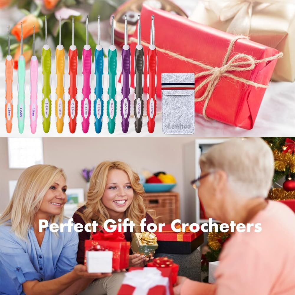 Ergonomic Crochet Hooks Set with Case, 12PCS Crochet Hooks for Arthritic Hands,