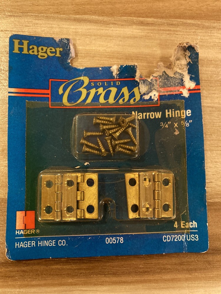 Hagar 3/4”x5/8” Narrow Hinge Solid Brass Hinge. No 00578. 4 hinges included
