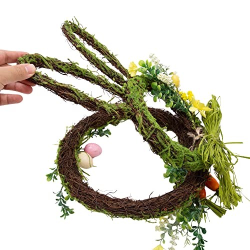 27 Inch Easter Wreath Artificial Easter Rabbit Wreath Pastel Eggs & Flowers