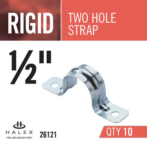 ½″ Galvanized 2‑Hole Pipe Hanger Strap 10‑Pack – Heavy‑Duty Steel