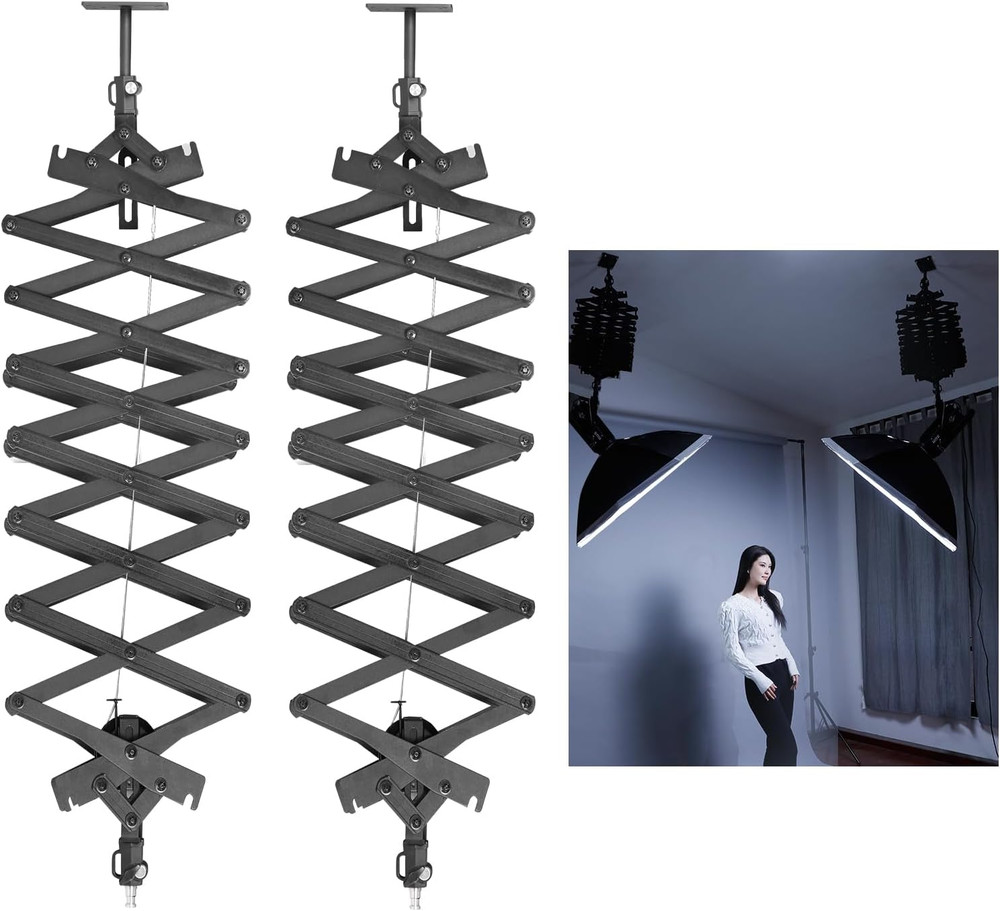 2Packs 2M/78.7Inch Drop Pantograph for Studio Ceiling Rail System Pantograph