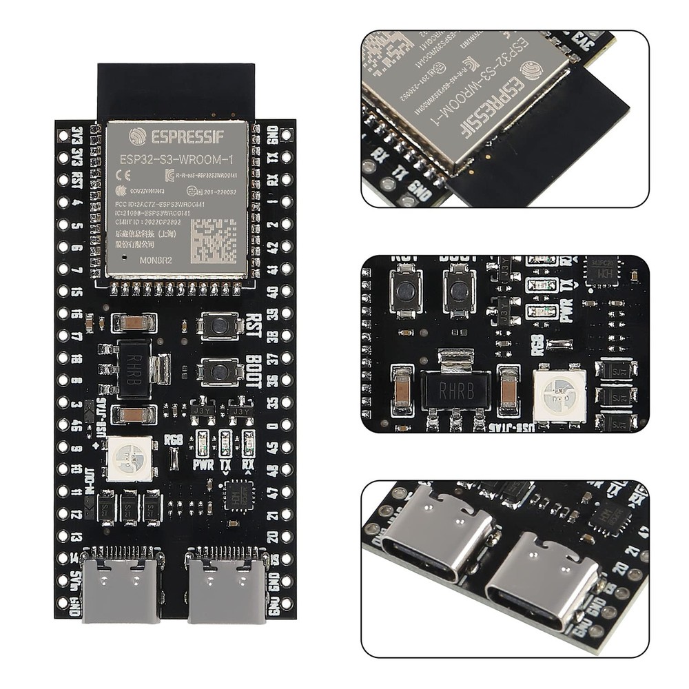 2 PCS ESP32-S3 WiFi Bluetooth Dual Type-C Development Board for Arduino