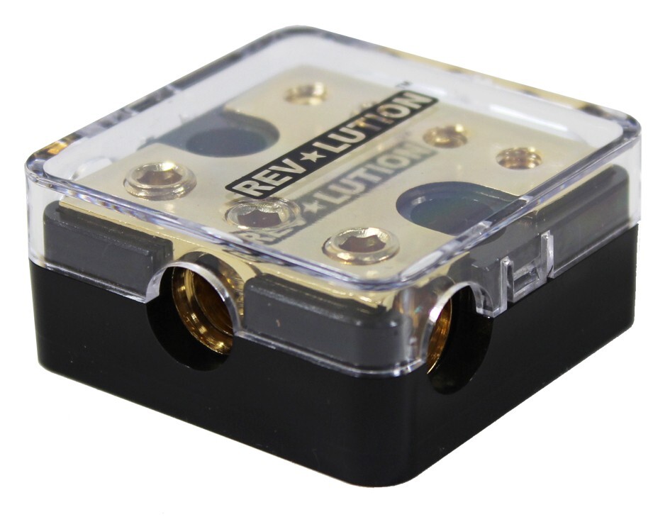 Power Distributor Three 4GA Input Four 8GA Outputs Brass Materia