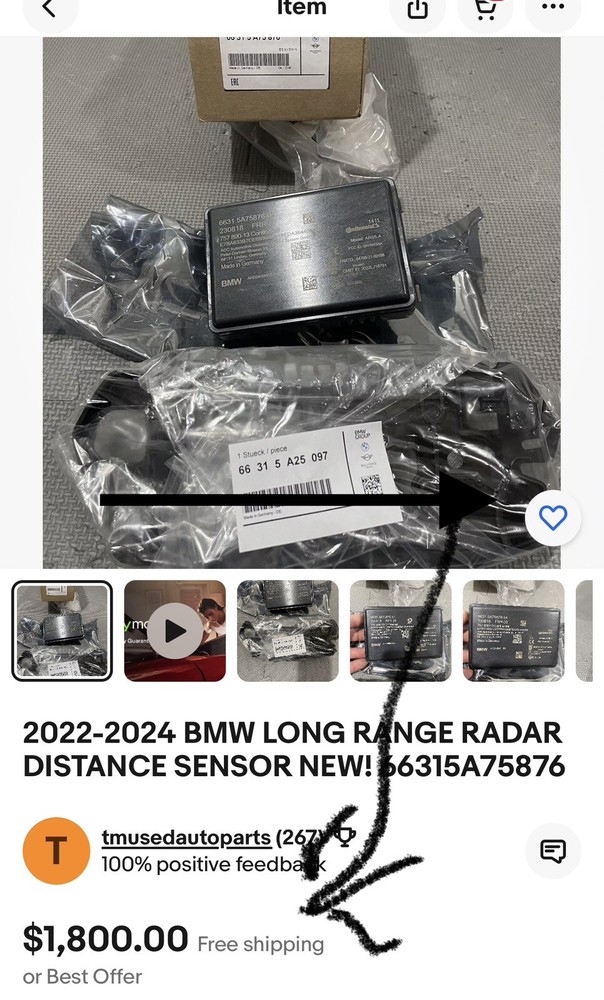 BMW X7 7 G07 Front radar sensor long range 66315A5C853 -02OEM R1 With Bracket 💰