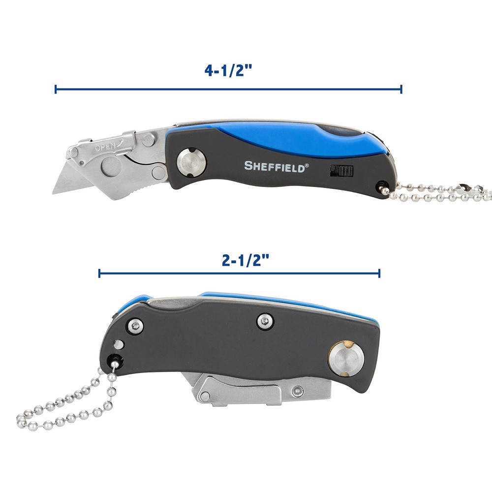 Sheffield 12125 Mini Folding Utility Knife Includes 6 Mini Blades Lightweight