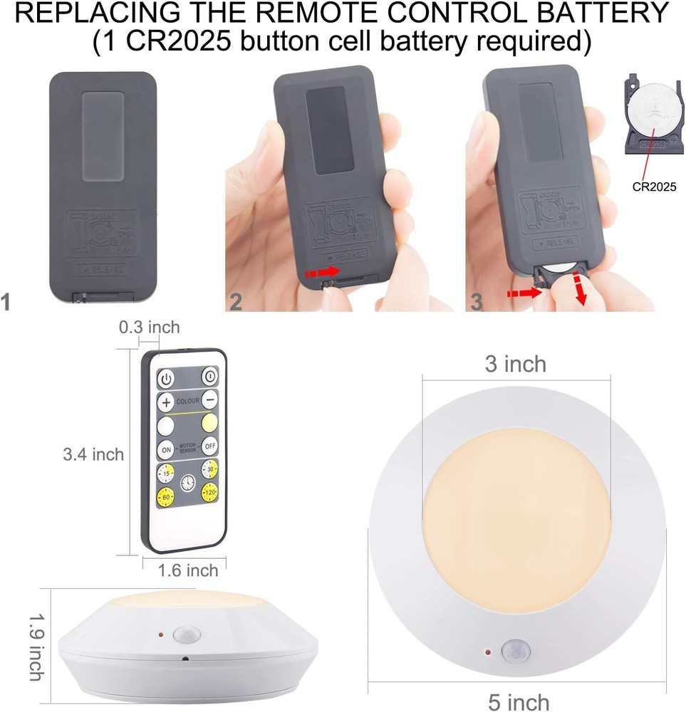 BIGMONAT Battery Operated Shower Light with Motion Sensor Wireless Ceiling Light