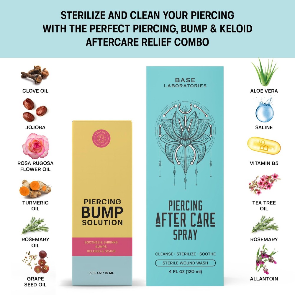 Piercing Aftercare Kit: Keloid & Piercing Bump Solution Oil(15ml) + Piercing ...
