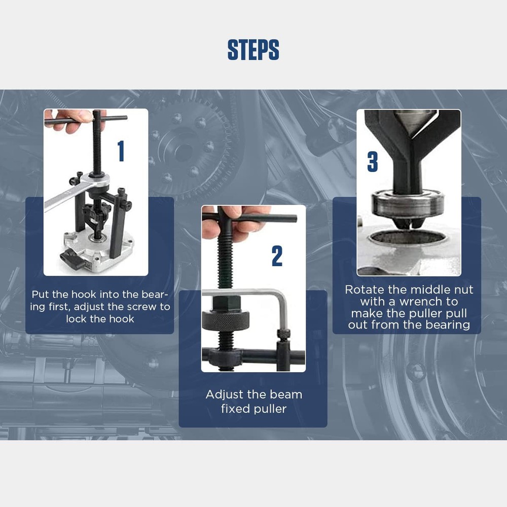 CMTOOL Bearing Puller Tool 3 Jaw Pilot Removal Kit, Blind Small