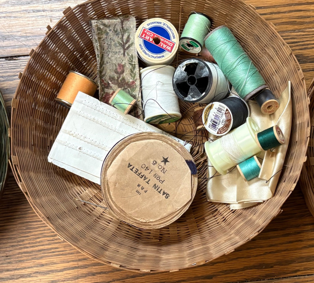 Two Woolen Sewing Basket with Sewing Notions