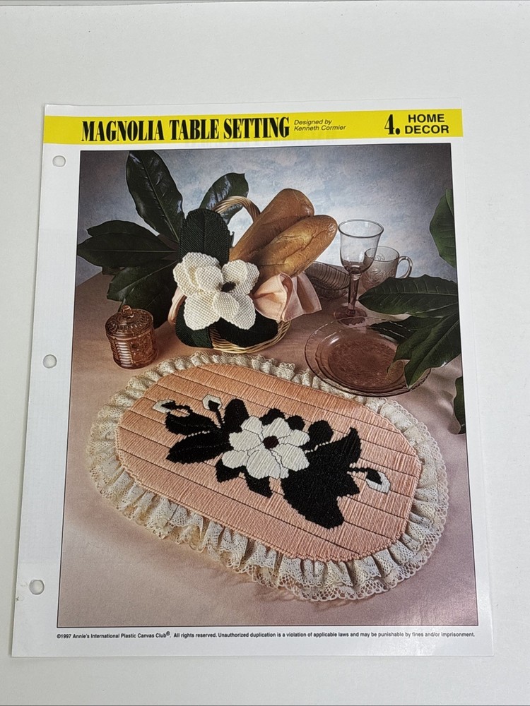 Magnolia Table Setting Place Mat Annie's Attic Plastic Canvas Pattern Page