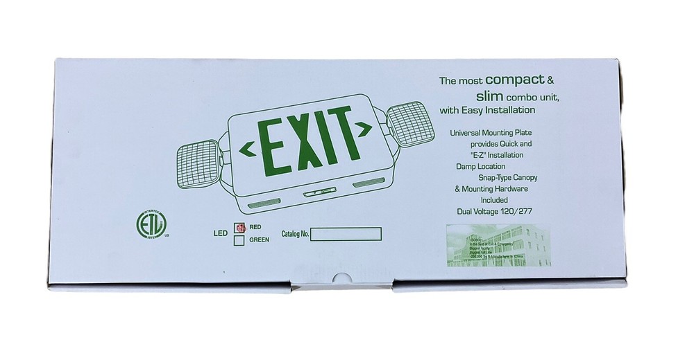 4 Pack Red Intertek ETL Listed® LED Exit Sign Emergency Fire Light Combo New