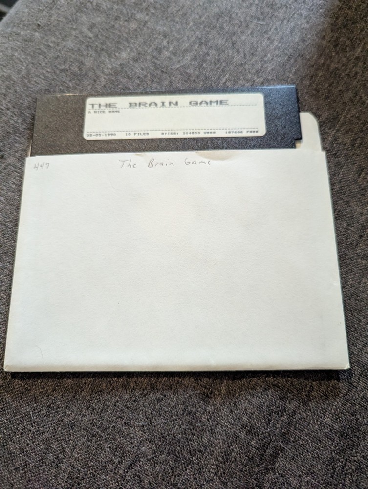 Vintage 5.25" Floppy Disk The Brain Game