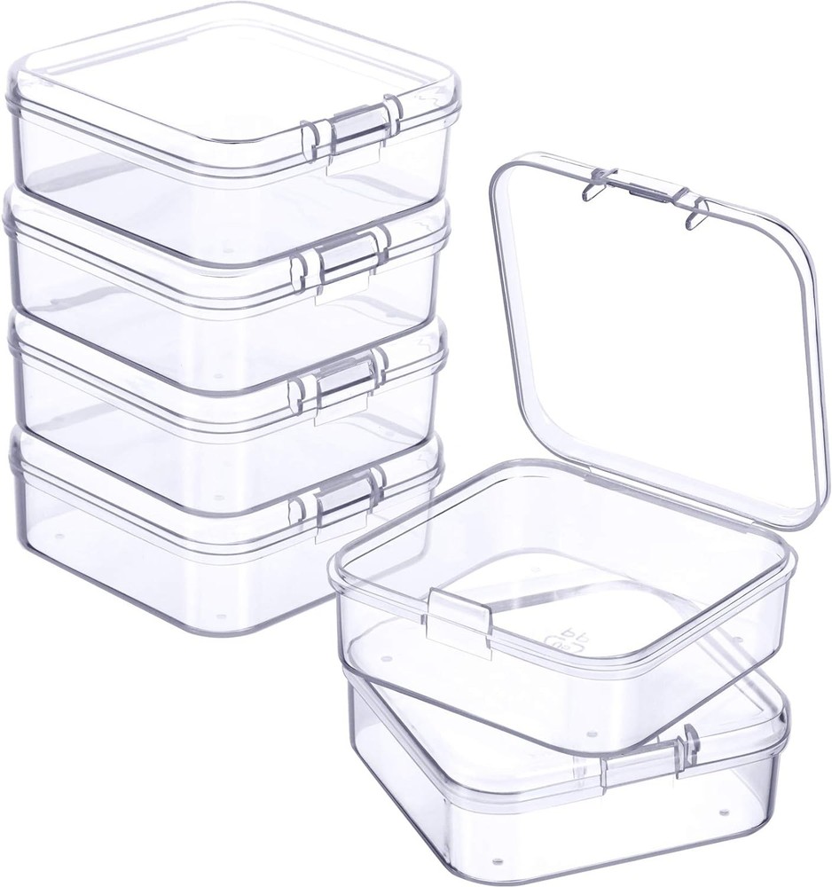 6 Pieces Mini Plastic Clear Beads Storage Containers Box