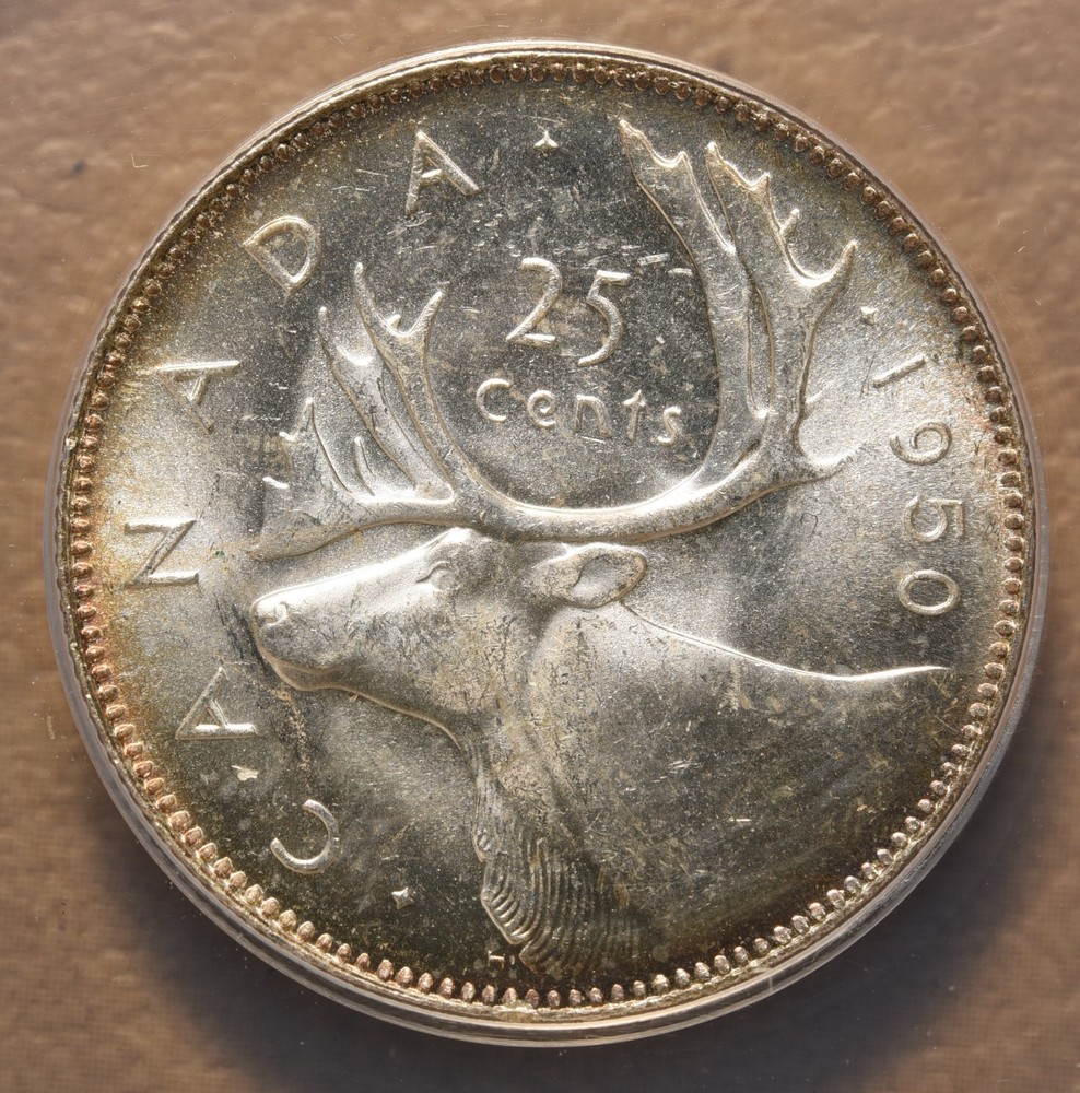 1950 Canada Silver 25 Cents ANACS MS64