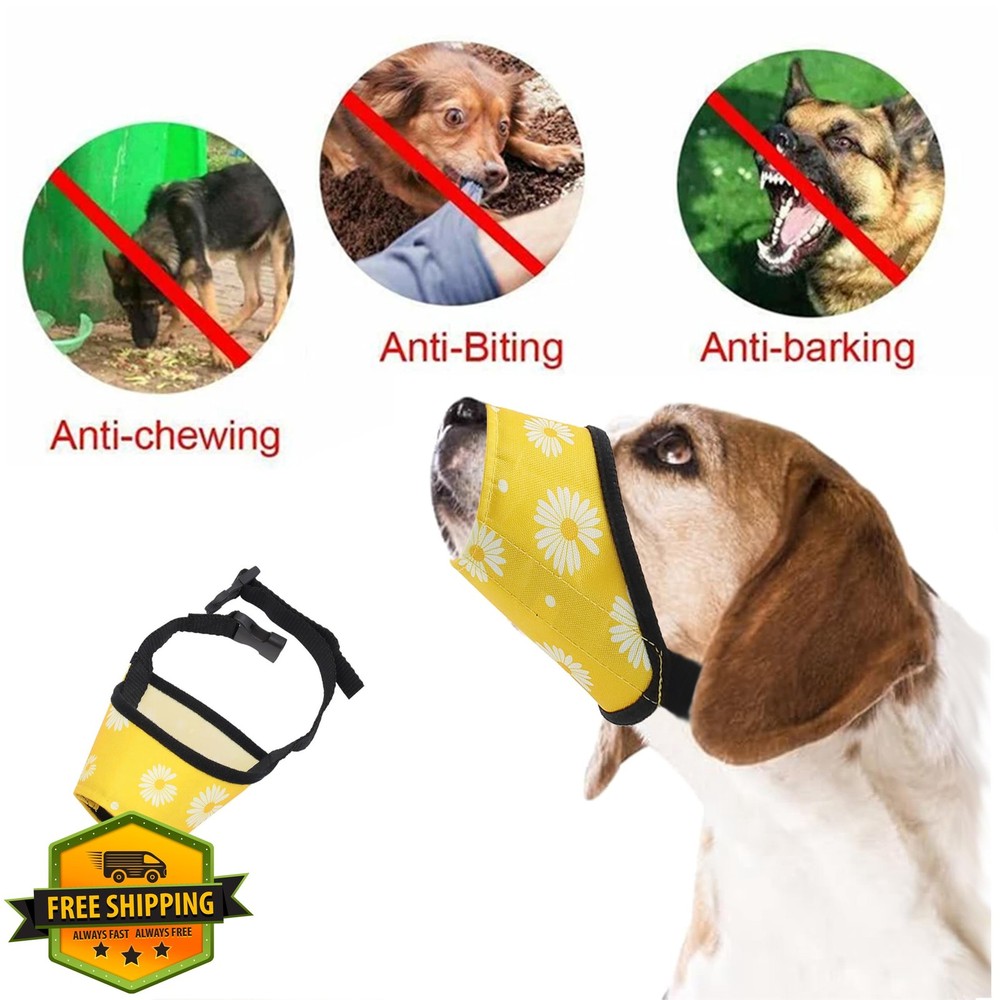 Soft Nylon Dog Muzzle S Yellow Breathable Drinkable