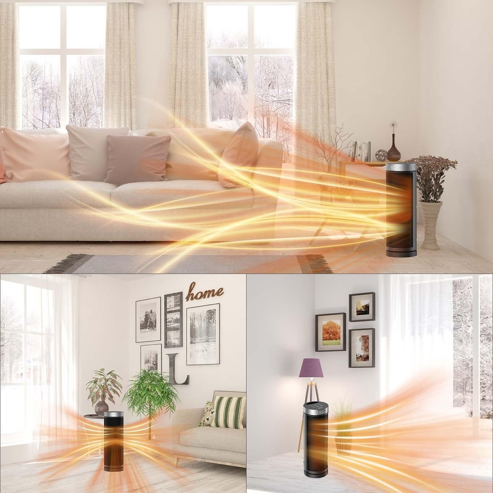 Ceramic Space Heater, Portable Indoor Heater with Remote Control, Three Heati...