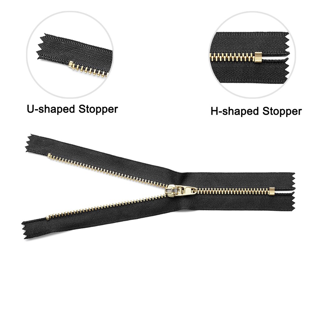 10 Sets Brass Zipper Slider Retainers, #5 Zippers Replacement, Silver Tone