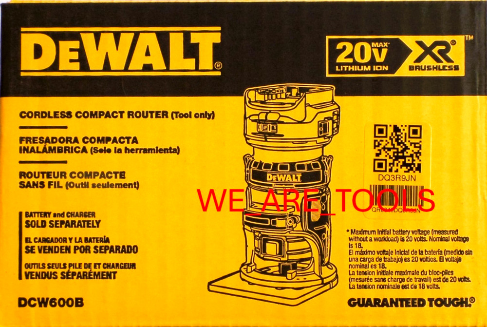 DeWalt DCW600B 20V Max XR Brushless Compact Router Drill Variable Speed 20 Volt