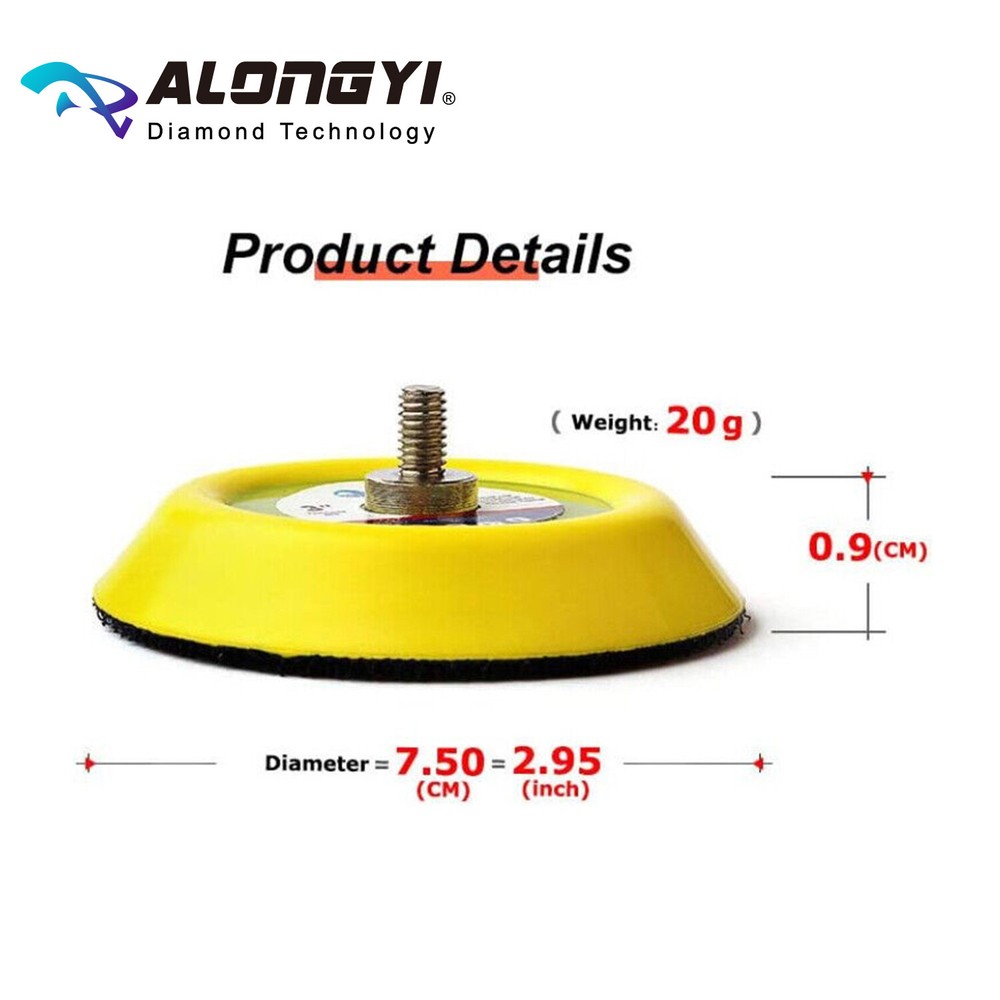 3" 2-Pcs Hook and Loop Backing Plate for Polisher Sanding Polishing (M6 Thread)