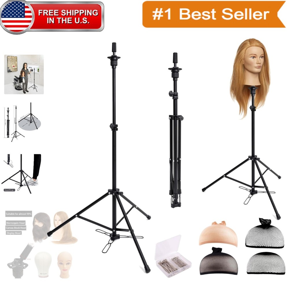 Wig Styling Stand Adjustable 35.4"-52.4" with Foot Pedals for Stability