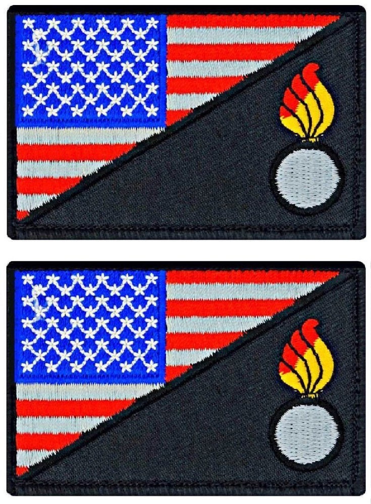 Army Ordnance Corps USA Flag Morale Patch | 2PC HOOK BACK 3"X2"