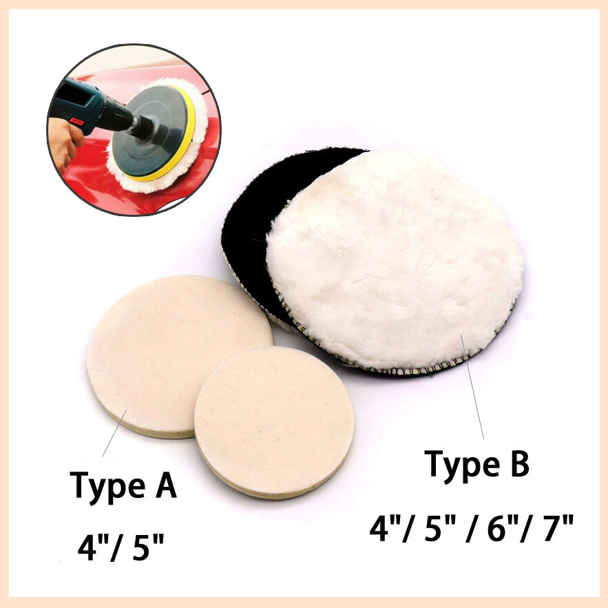 Soft Wool Felt Polishing Pad Hook & Loop Disc Wool Wheel Buffing for Car 4"- 7"