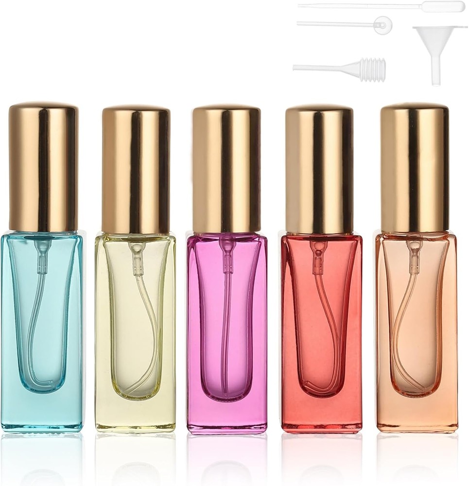 5pcs 6ml Refillable Perfume Bottle Travel Atomizer Set Glass Multi Color High