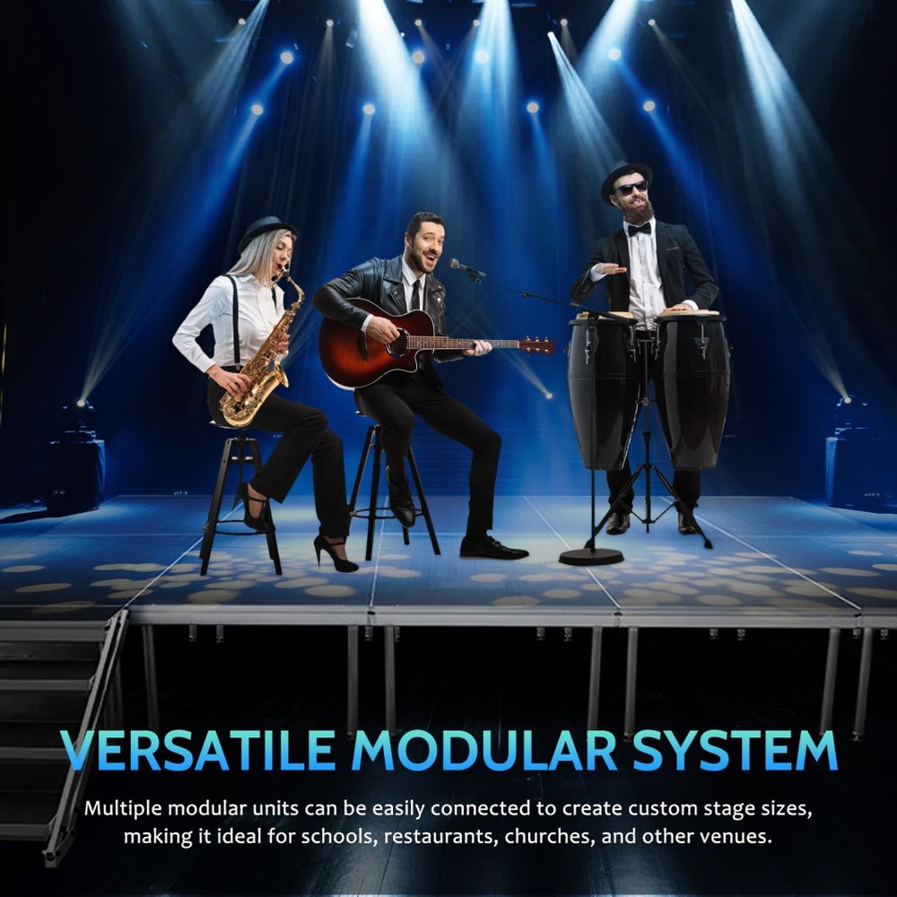 4x4ft Portable Stage Platform 24"-40"Adjustable Height Stage Riser Modular Stage