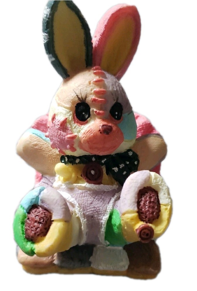 Easter Decorative Patchwork Bunnies Set Of 5 EUC.. 3.5inx2in *ships ASAP *EASTER