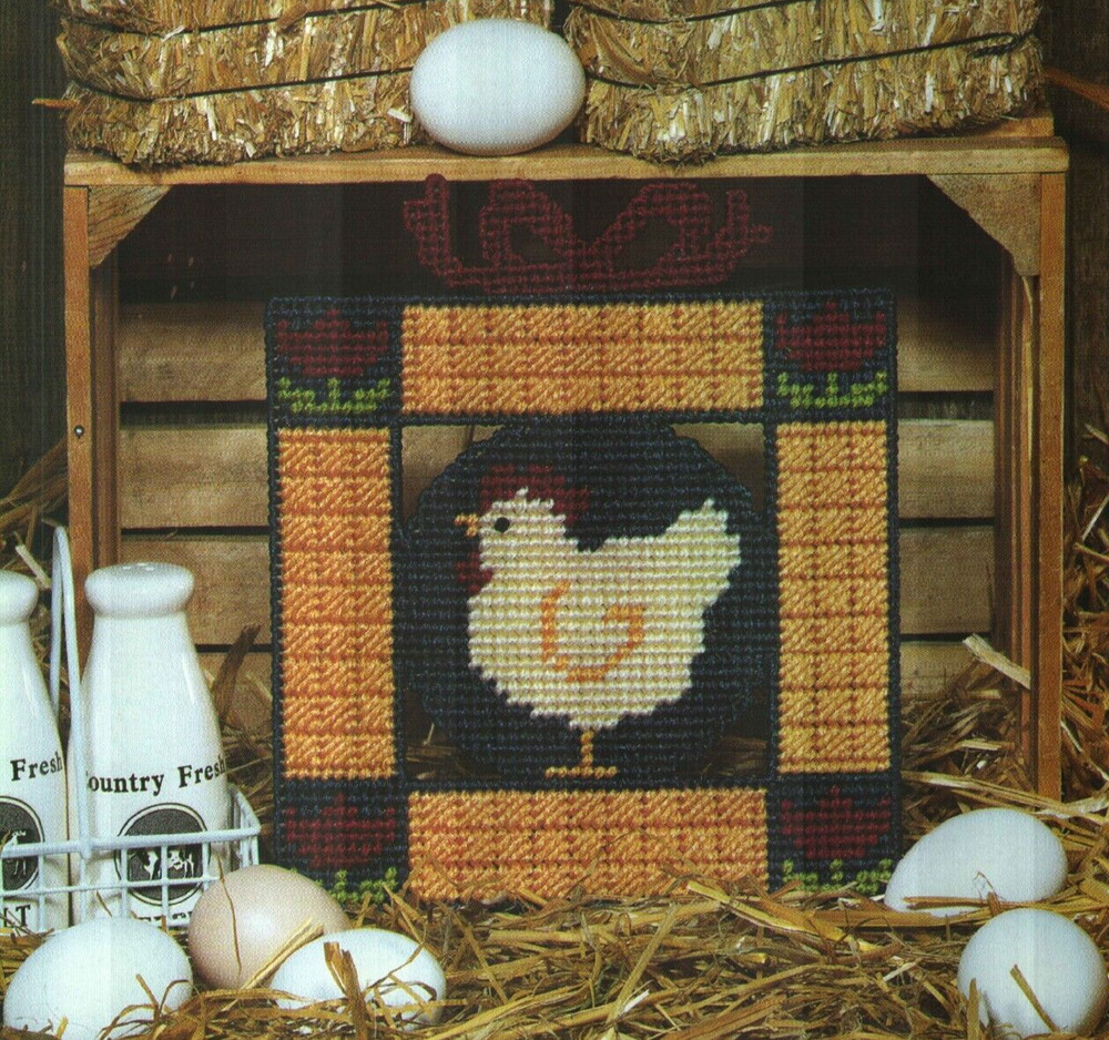 COUNTRY CHICKEN FARM HOME DECOR PLASTIC CANVAS PATTERN INSTRUCTIONS