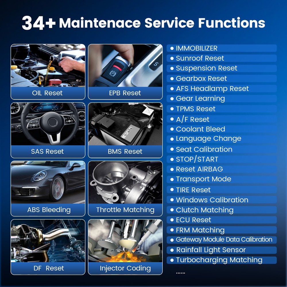 MUCAR VO8+TPMS Tool Diagnostic OBD2 Scanner Bidirectional E.CU Coding 34+Service